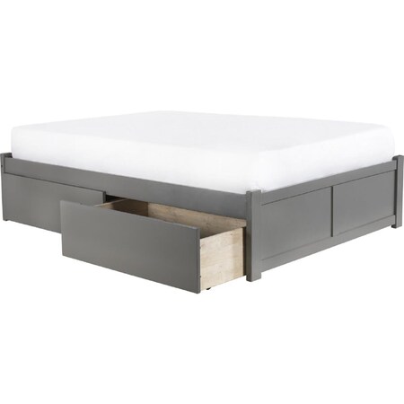 Atlantic Furniture Atlantic Furniture AR8052119 Concord King Platform Bed with Flat Panel Foot Board & 2 Urban Bed Drawers - Grey AR8052119
